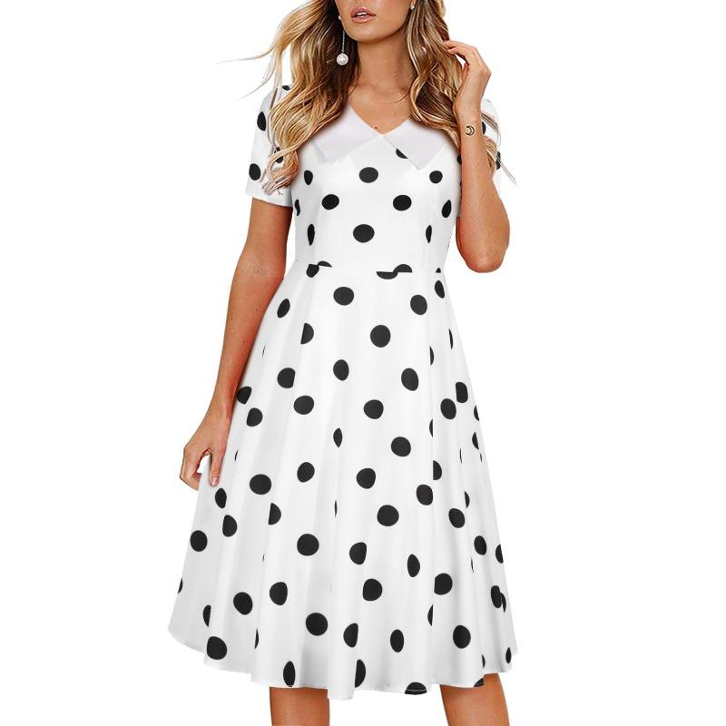 IHUASU Fashion Summer Spring Short Sleeve V-Neck Casual Dresses