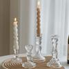 Transparent Glass Candle Holder Romantic Clear Glass Candlestick  Table Centerpiece