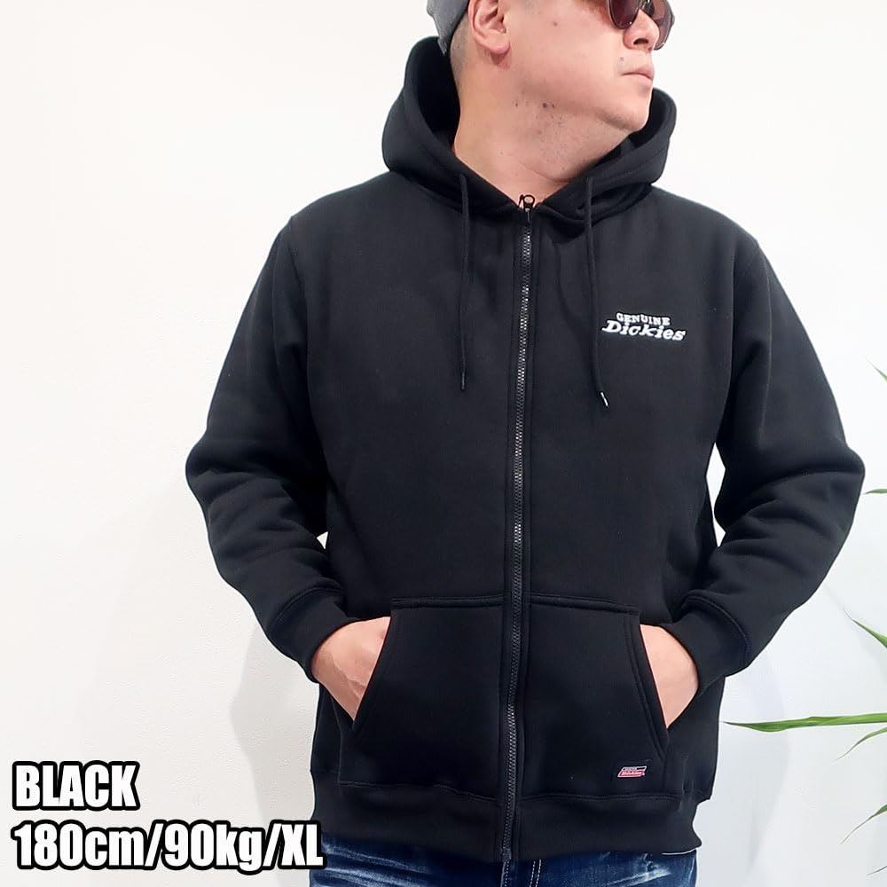 Men's Dickies Zip Hoodie, Fleece-Lined, Long Sleeve, Sizes M, L, XL, 10001730 (M, Black)