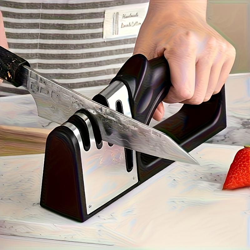 Multifunctional 3-Stage Knife Sharpener, Tungsten Steel & Ceramic,No Electricity Needed, Easy Hang Kitchen Tool,Mothers Day Gift