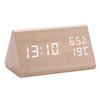 Wooden Digital Alarm Clock with LED Display Temperature and Humidity Monitor 12 or 24 Hour Format for Home Desk