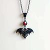 Gothic Red Crystal Vampire Black Bat Pendant Necklace for Women Halloween Party Satanic Pagan Witchcraft Jewelry Accessory Gifts