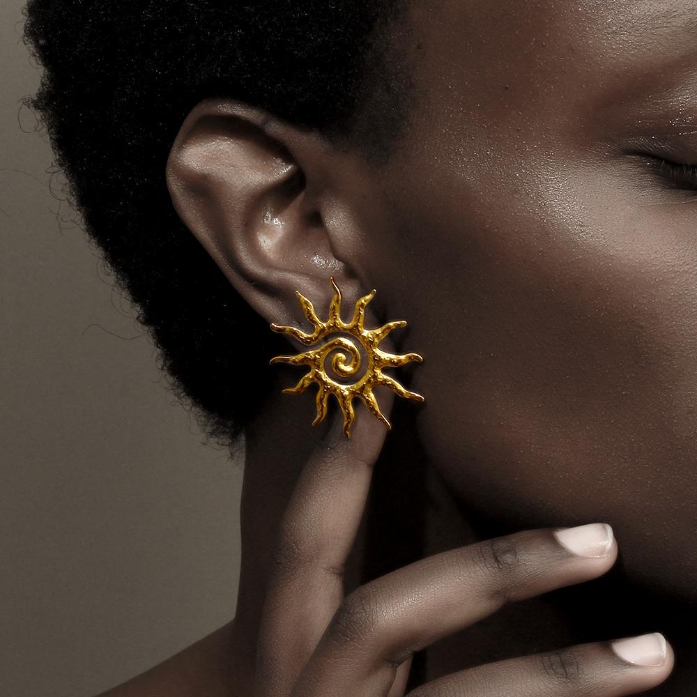 MamacitaSlay Sun Flower Stud Earrings18K Gold Plated Stainless Steel Waterproof Jewelry 2026 New Trendy Party Women's Charm Gift