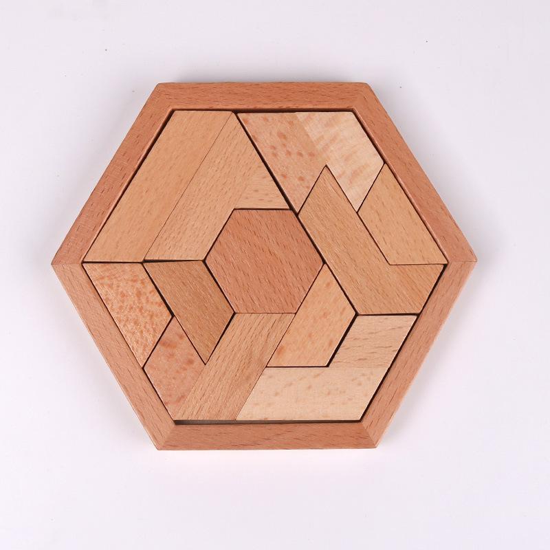 Colorful Wooden Honeycomb Jigsaw Puzzle for Early Childhood Education