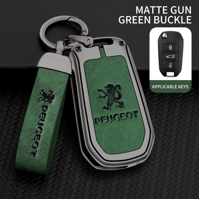 Custodia Protettiva Porta Chiavi Auto in Lega di Zinco e Pelle per Peugeot 208 308 408 O508 2008 3008 4008 5008 Accessori Styling