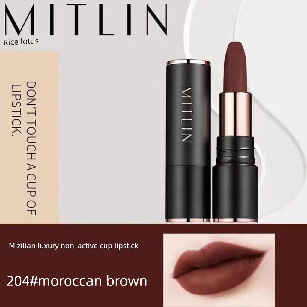 Mi Zhi Lian Luxury Non-Stick Lipstick, Non-Fading, Whitening, Waterproof, Long-Lasting, Soft Mist Moisturizing Lipstick, Genuine Product for Students