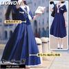 Ligwon Sailor Short High School Girl Dress with Pleated White and Halloween Cosplay Costume for Cute School Student Adult School Cultural Festival