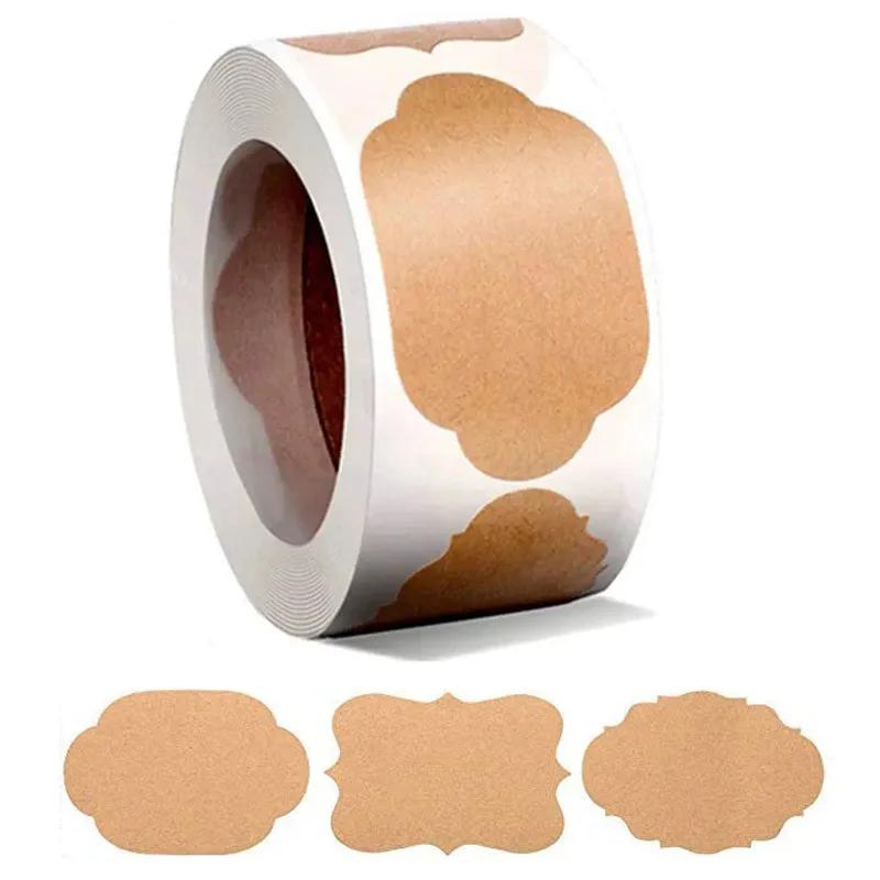 Naklejki z papieru Kraft Puste etykiety Ręcznie robione artykuły papiernicze Etykiety na prezenty Papier dekoracyjny Etykieta na słoik z przyprawami Naklejka do zaklejania kopert DIY