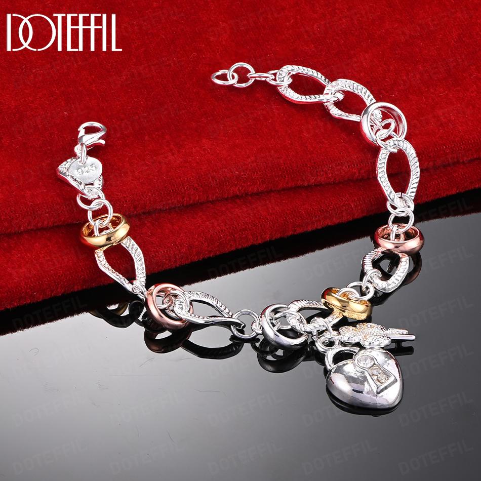 925 Sterling Silver Heart Fashion Bracelet Wedding Jewelry