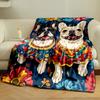 Colorful Bulldog Floral Blanket for all seasons blanket lunch break throw gift