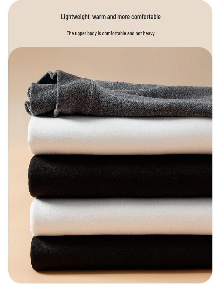 Unisex White Long-Sleeve Thermal Top - Korean Style Half Turtleneck for Autumn/Winter