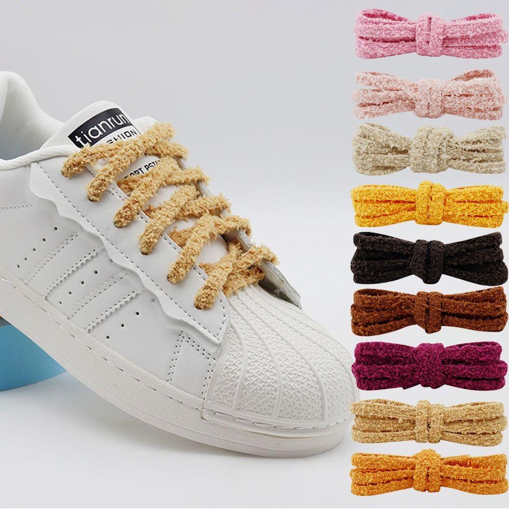 1 pár Dámské nadýchané měkké tkaničky do tenisek Ploché tkaničky Kreativní plyšové tkaničky do bot