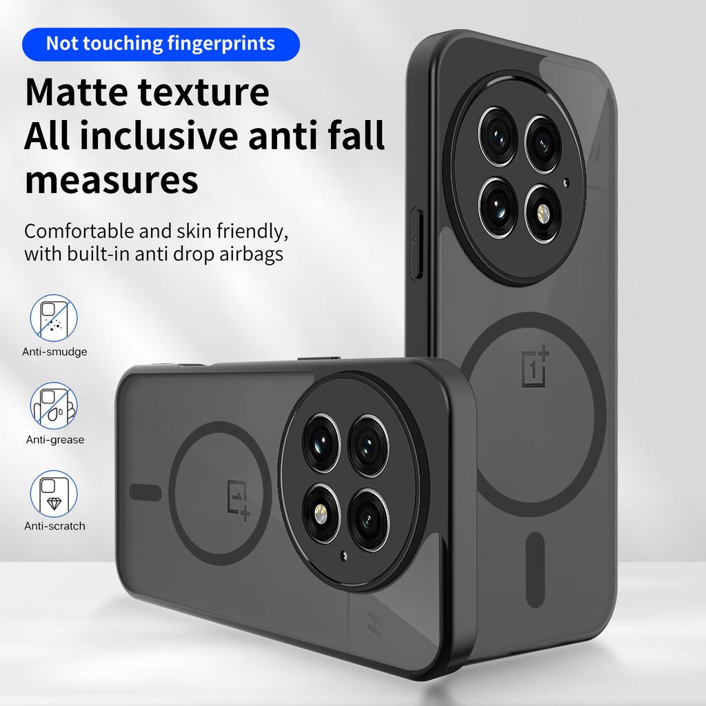 Frosted Clear For Magsafe Magnetic Black Phone Case For OnePlus 13 13R 13T 13S  Ace 5 Pro Nord CE 5 Wireless Charge Hard Cover