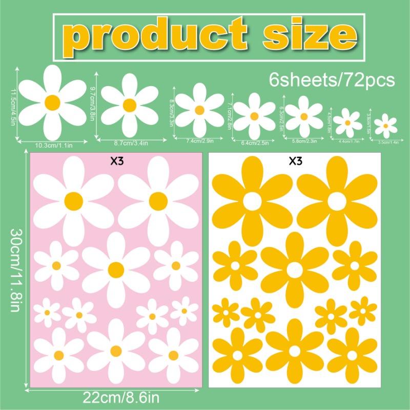 Flower Glass Stickers Electrostatic Home Living Room Glass Window Door Decoration Waterproof Pink Daisy Window Stickers