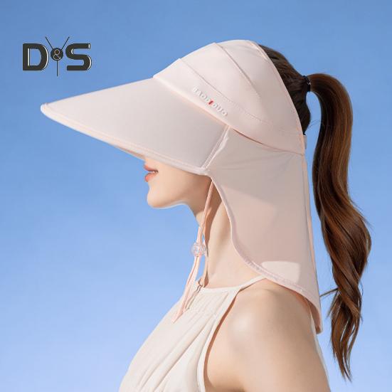 Women's Wide Brim Sun Hat Rollable UV Sun Protection Hat with Neck Flap UPF 50+ Fishing Hat with Ponytail Hole for Hiking Beach