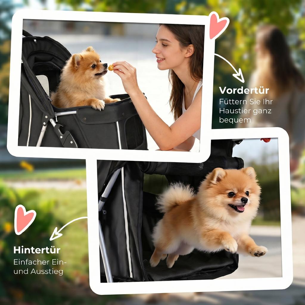 3 Wheel Pet Stroller for Small and Miniature Dogs, Black