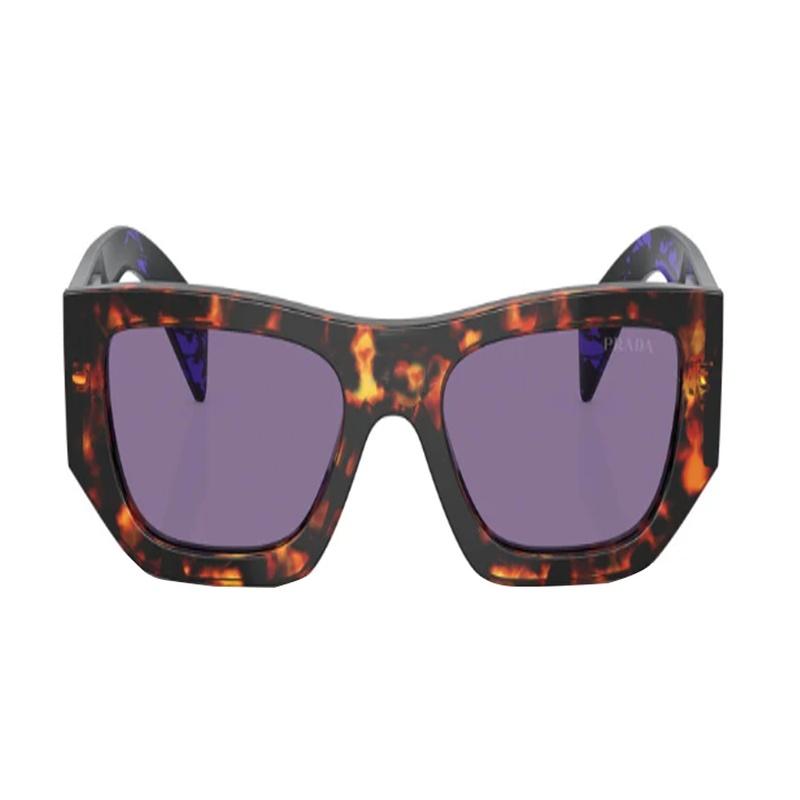 Prada Temple Logo Acetate Irregular Sunglasses Unisex Couple Style Tortoiseshell Color