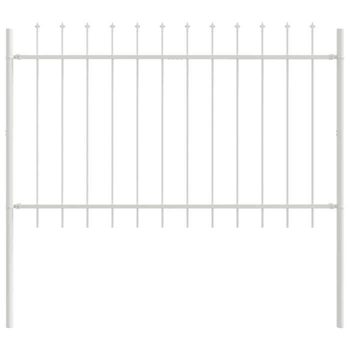 Clôture de jardin vidaXL avec sommet en pointe blanc 13,6x1 m en acier 3334160