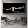 Modern Art Oil Painting Woman Nude Black Canvas Painting Posters and Prints Home Bedroom Wall Decoration Painting