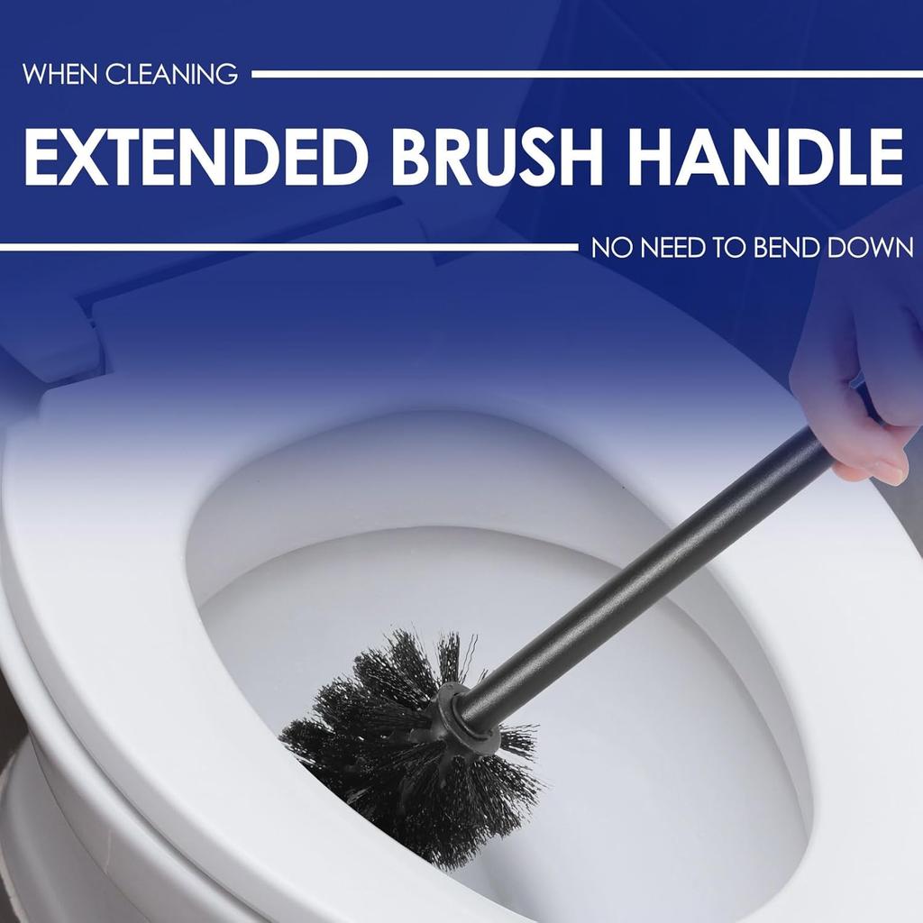 Black Stainless Steel Toilet Paper Holder with Brush and Shelf Free Standing Toilet Roll Paper Holder for Bathroom Accessories