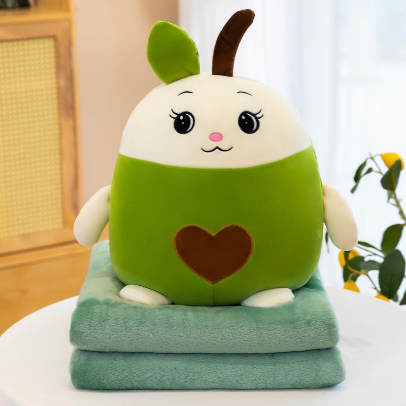 Strawberry Hugging Pig & Little Bear Plush Toy Blanket – Dual-use Nap & Travel Comfort for Kids