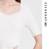 ELLASSAY Elegant Square Neck Short Sleeve Knit Top