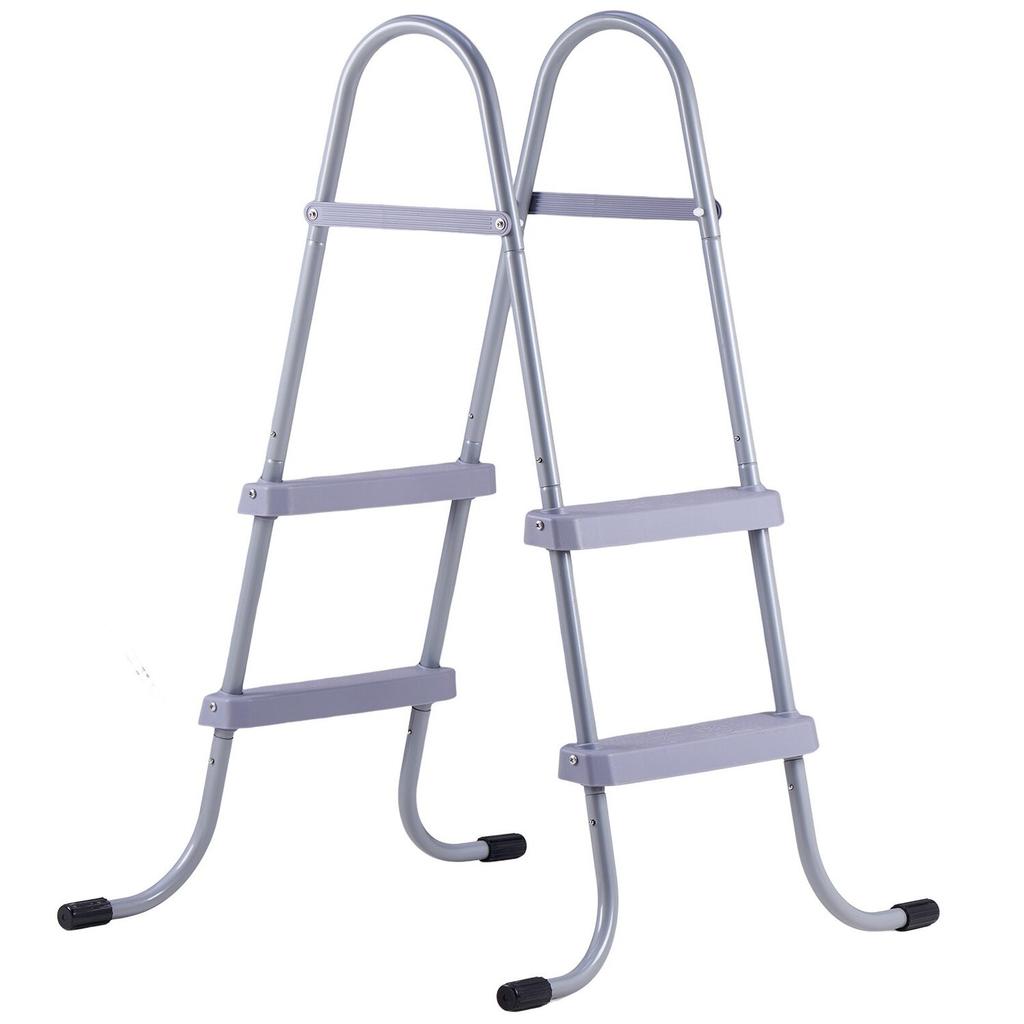Above Ground Pool Ladder, 2-Step Steel A-Frame Swimming Pool Stairs for 83.8 Cm High Wall, 136 Kg Capacity Entry/Exit Steps with Secure Non-Slip