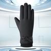 Leder Dick Thermisch Trendig Touchscreen Fäustlinge Vollfingerhandschuhe Damen Handschuhe Winterhandschuhe