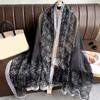 Light luxury simulated silk pattern scarf, silk scarf, commuting sunscreen, soft yarn scarf, large size fashion temperament shawl