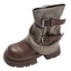 Black Thick-soled Heightening Sleeve Short Boots Women's Autumn 2025 Fashion Versatile Design Belt Buckle Martin Boots