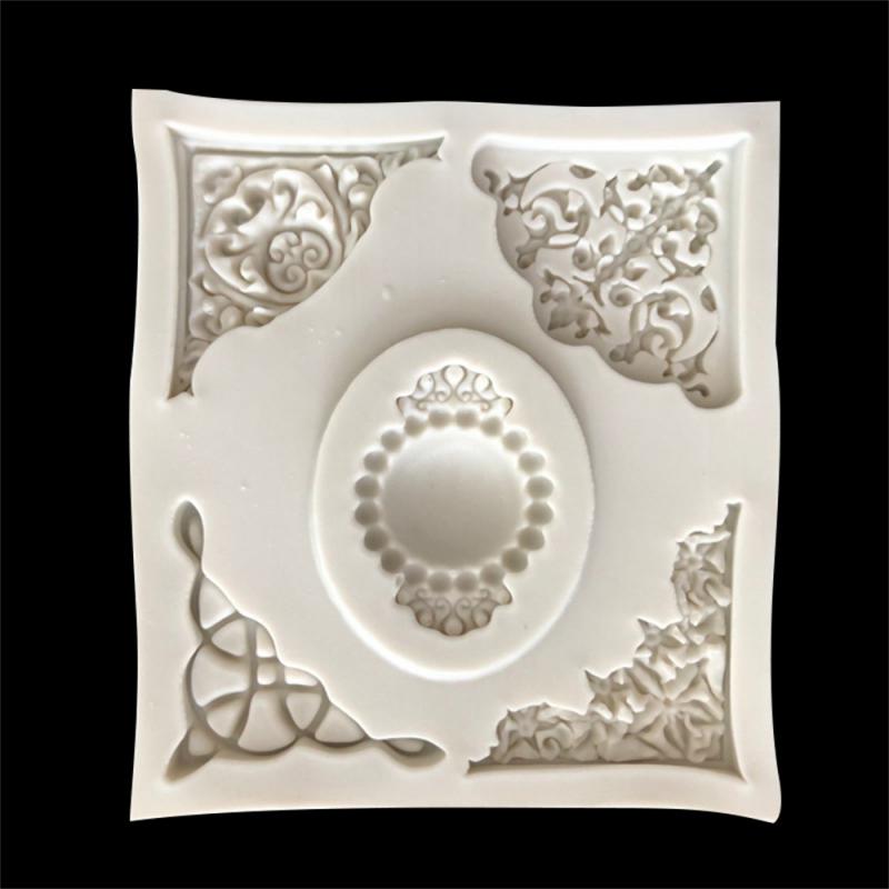 

Винтажная кружевная угловая тисненая доска силиконовая форма европейская ювелирная помадка торт шоколад мыло форма украшение инструмент для выпечки серый