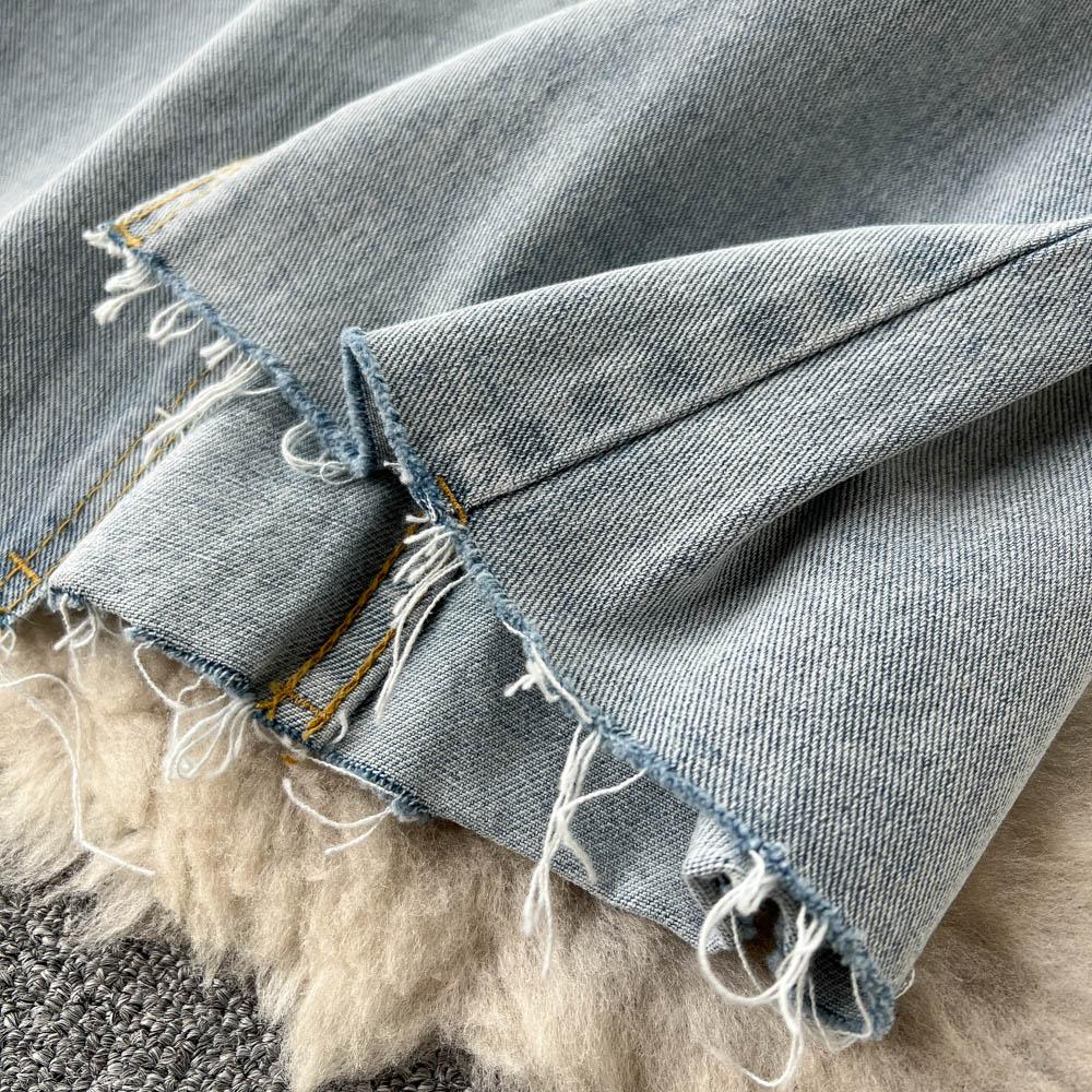 Rudod High Waist Denim Skirt Women's Spring And Summer Design Sense Medium Long Irregular Split A-Shaped Hip Wrap Skirt Trend
