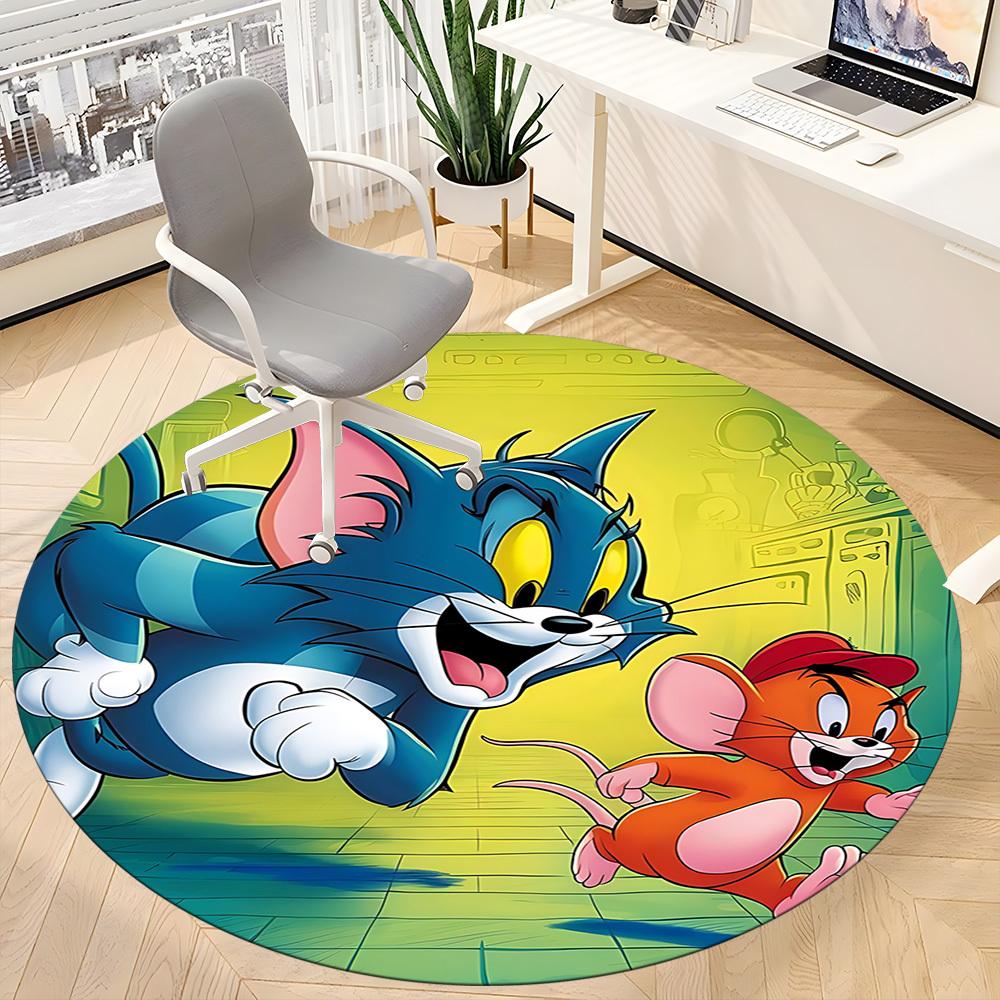 1 Stück Tom und Jerry Büro Runder Teppich, Schlafzimmer Wohnzimmer Heimdeko, Zimmerdeko, Offic a1016118