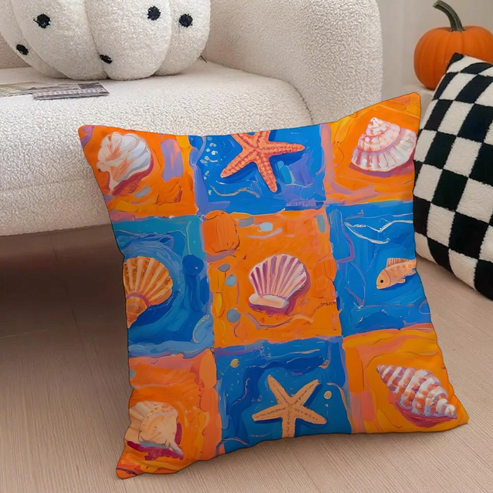 Meeresleben Kissenbezug Sofakissenbezug Versteckter Knopf Strapazierfähiges Polyester Stuhlkissen