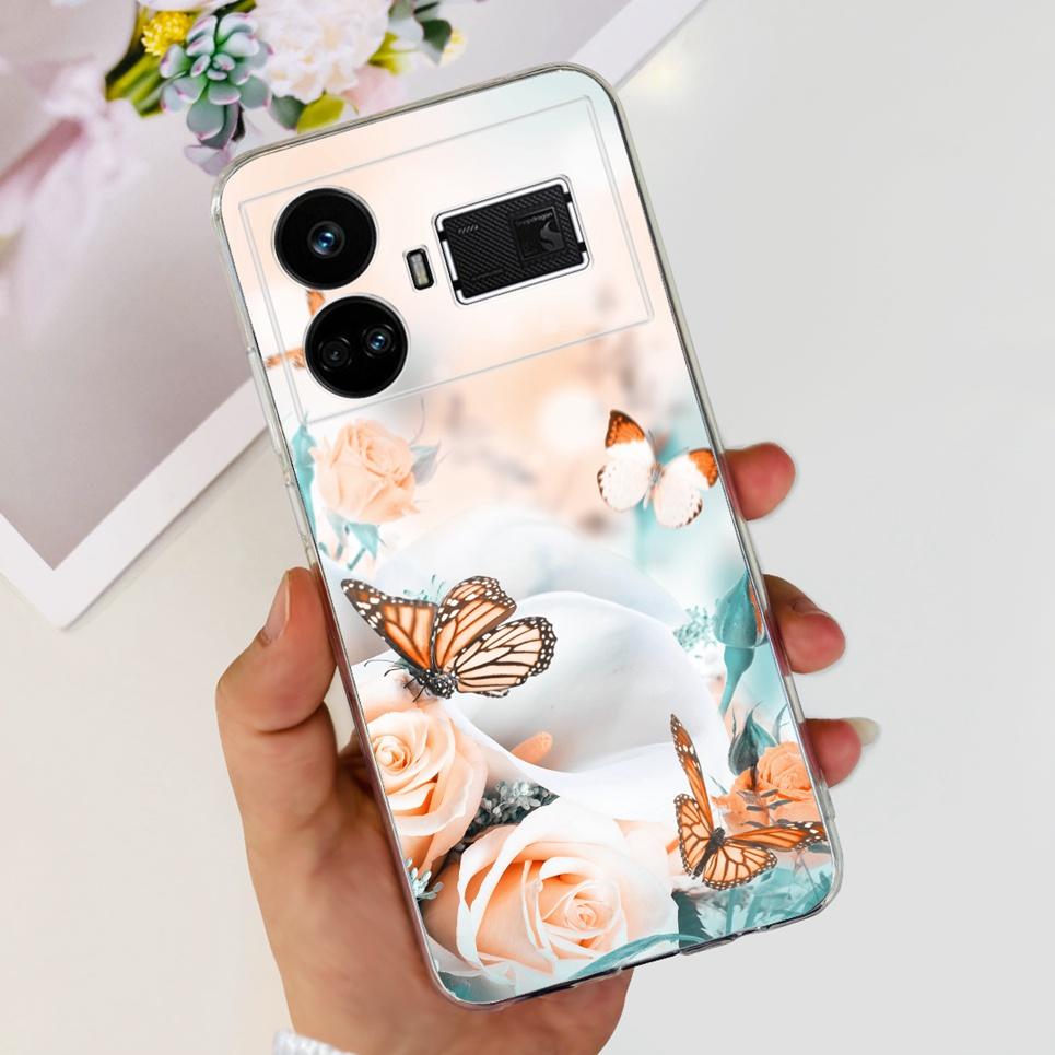 Pro Realme GT5 Pouzdro Průhledné Silikonové Měkký TPU Kryt Pro OPPO Realme GT 5 RealmeGT5 Pouzdra Květinové Mramorové Želé Nárazník Coques