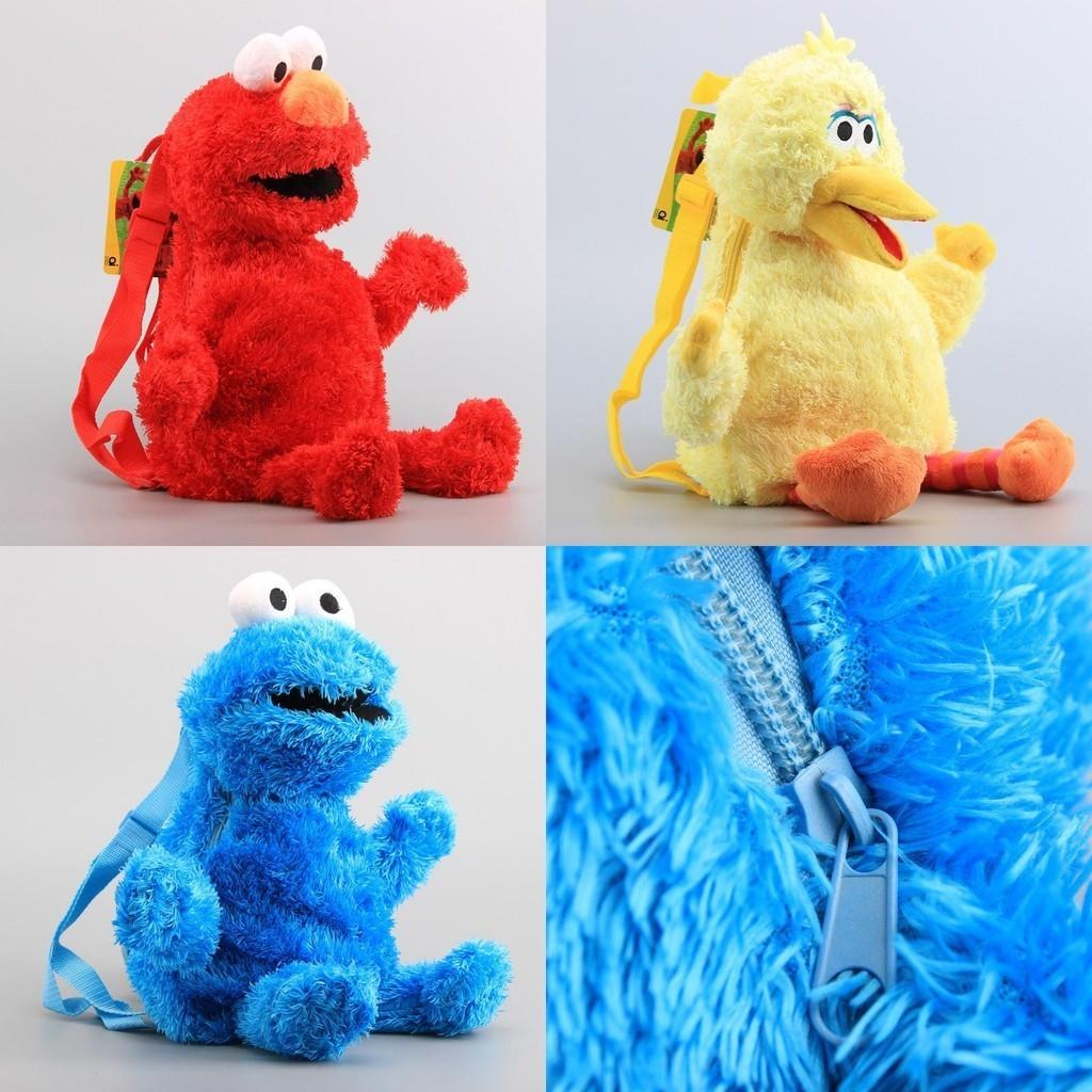 Zaino Peluche Lussuoso di Sesame Street Elmo Cookie Monster Big Bird Bambola Per Bambini