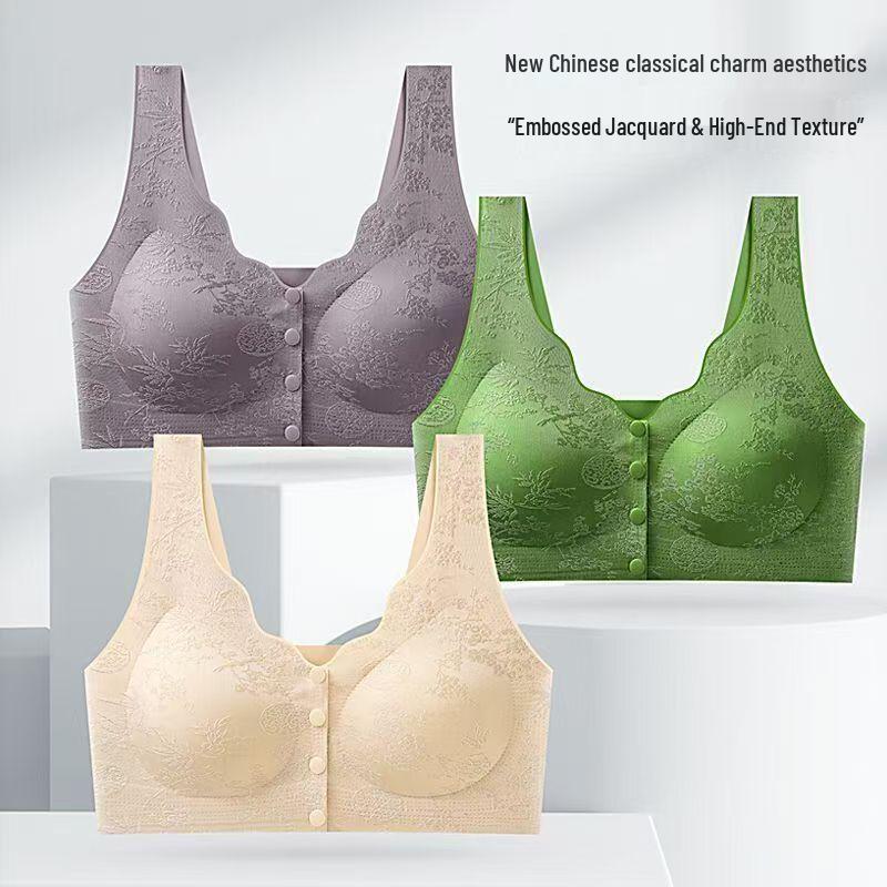 Chinesischer Stil Präge Jacquard Frontverschluss Bügelloser BH für Frauen mittleren Alters und ältere Frauen