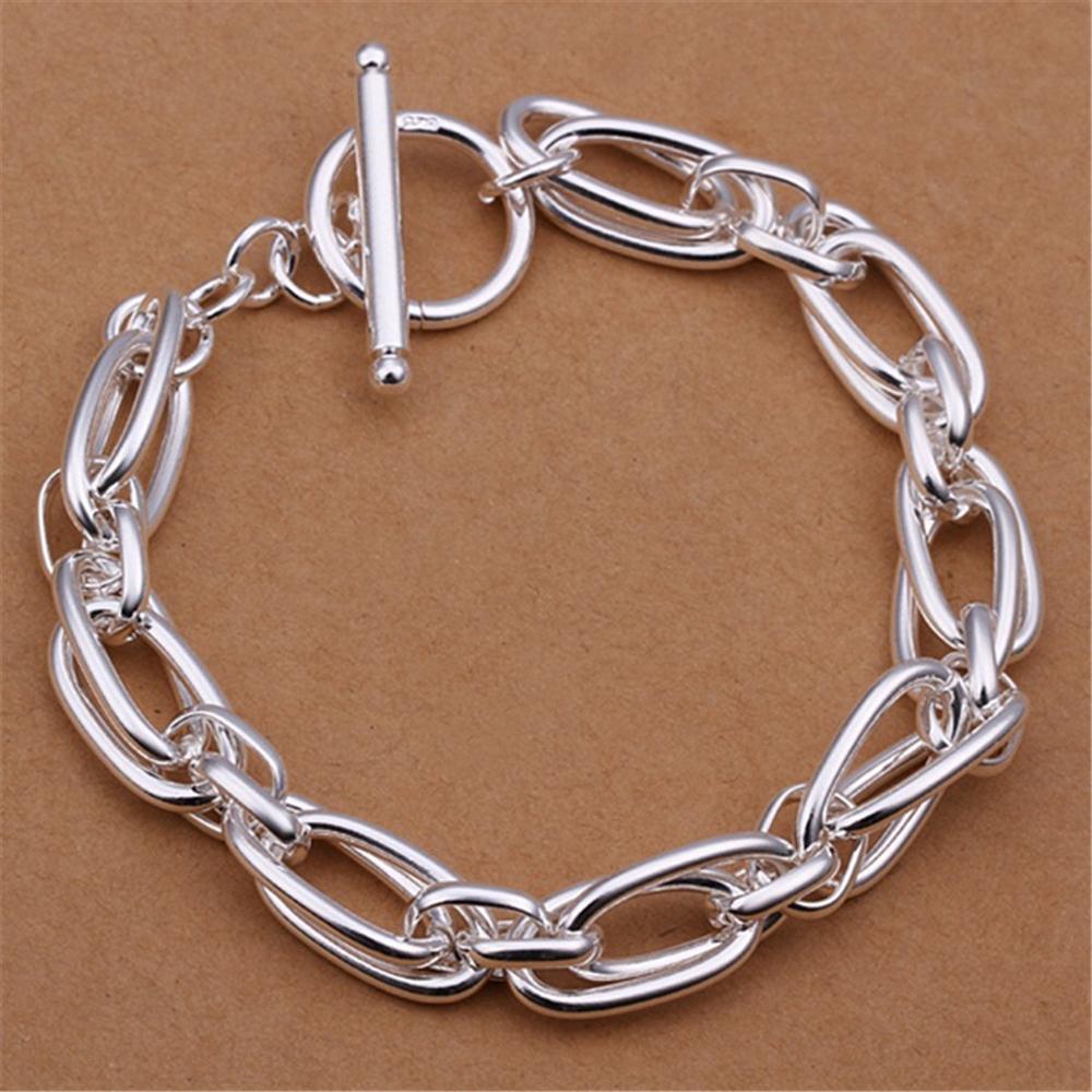 Copper Linked Chain Bracelet Interlocking Rings Design Fashion Jewelry for Women Man 20cm 8inches