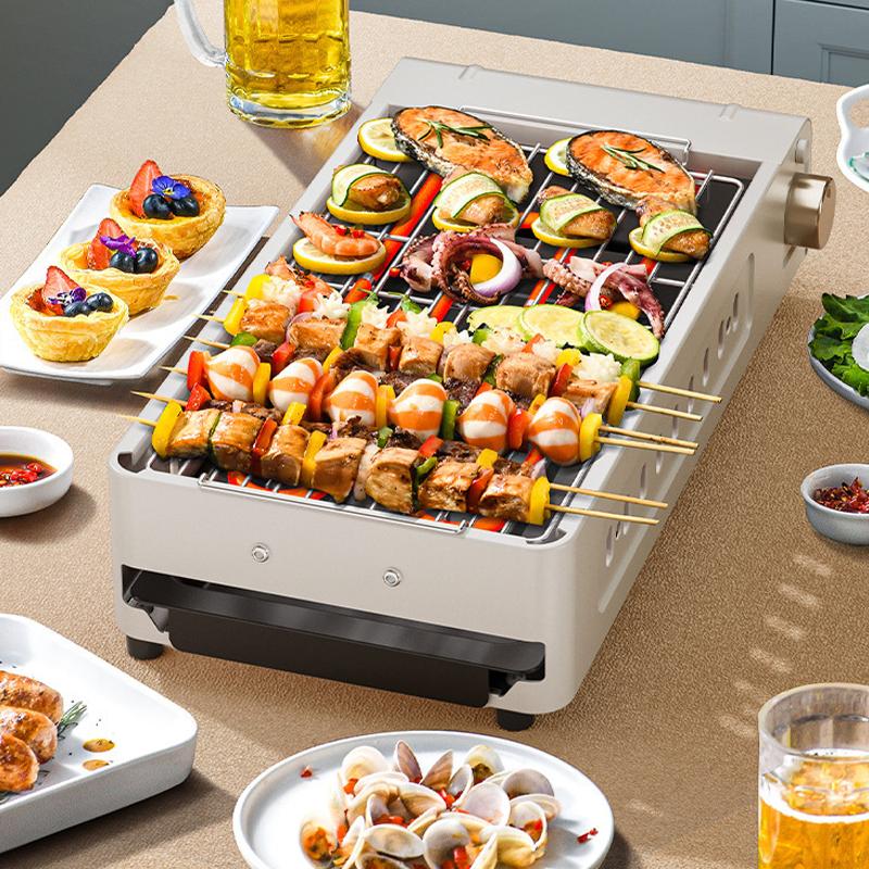 2200W Multifunción 3 en 1 Sartén Grill Máquina Eléctrica para Barbacoa Doméstica Barbacoa Eléctrica Sin Humo Olla Caliente Eléctrica Olla de Cocción Dividida 220V