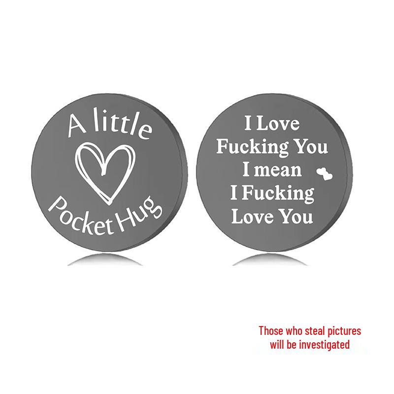 Lucky Charm Motivational Coin: Engravable Stainless Steel Couple & Family Gift Ornament.