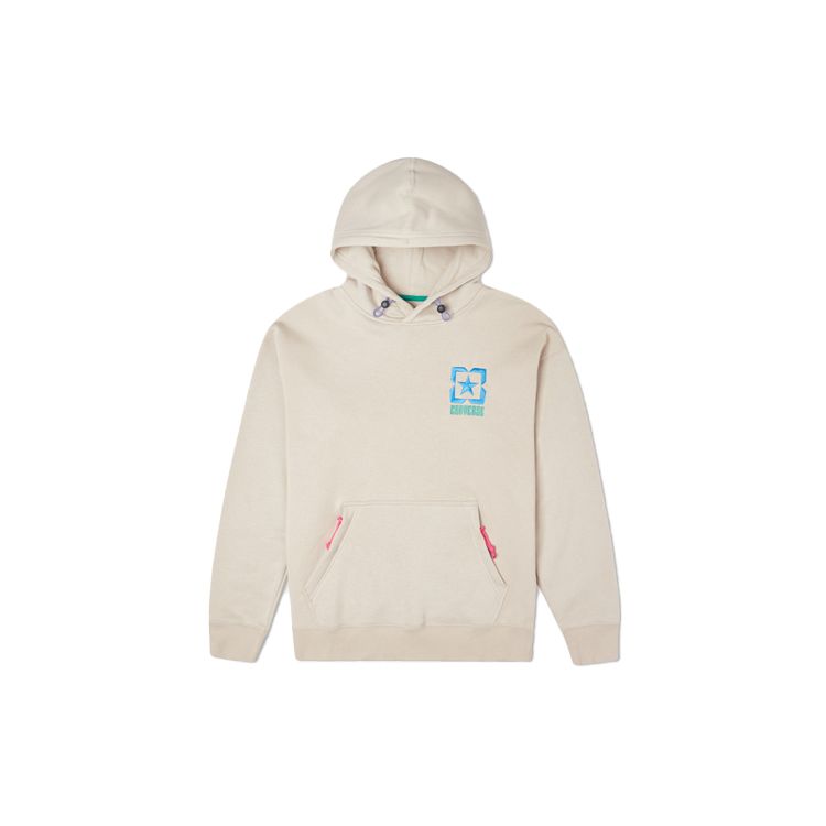 

Converse Colorblock Logo Fleece Hoodie Pullover Men tops Khaki 10021090-A01
