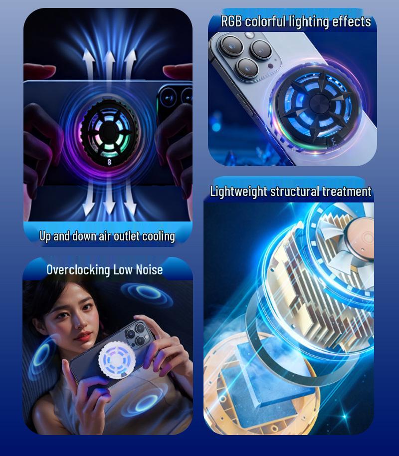 2026 Magnetic RGB Phone Cooler with Large Area Cooling