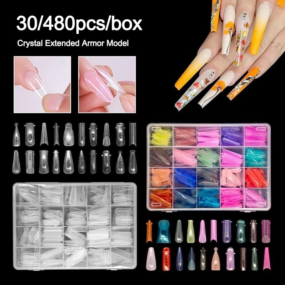 New Colorful Sandwich Nail Forms Ultra-Thin with Auxiliary Line Nail Tips Reusable No-Trace Extension Nail Mold DIY