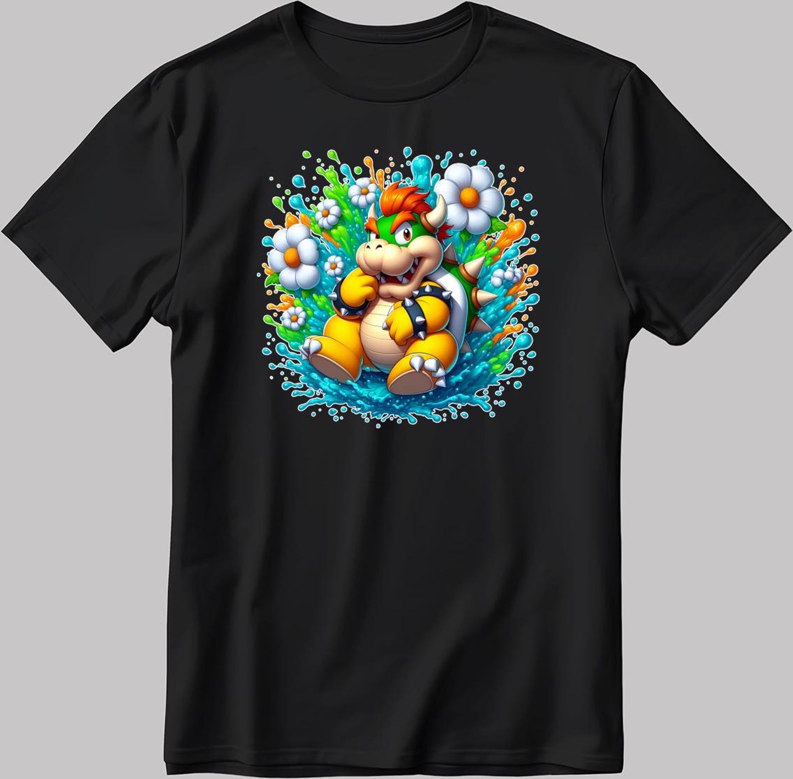 Bowser Super Mario White-Black Men/Women T-Shirt AB211 XL