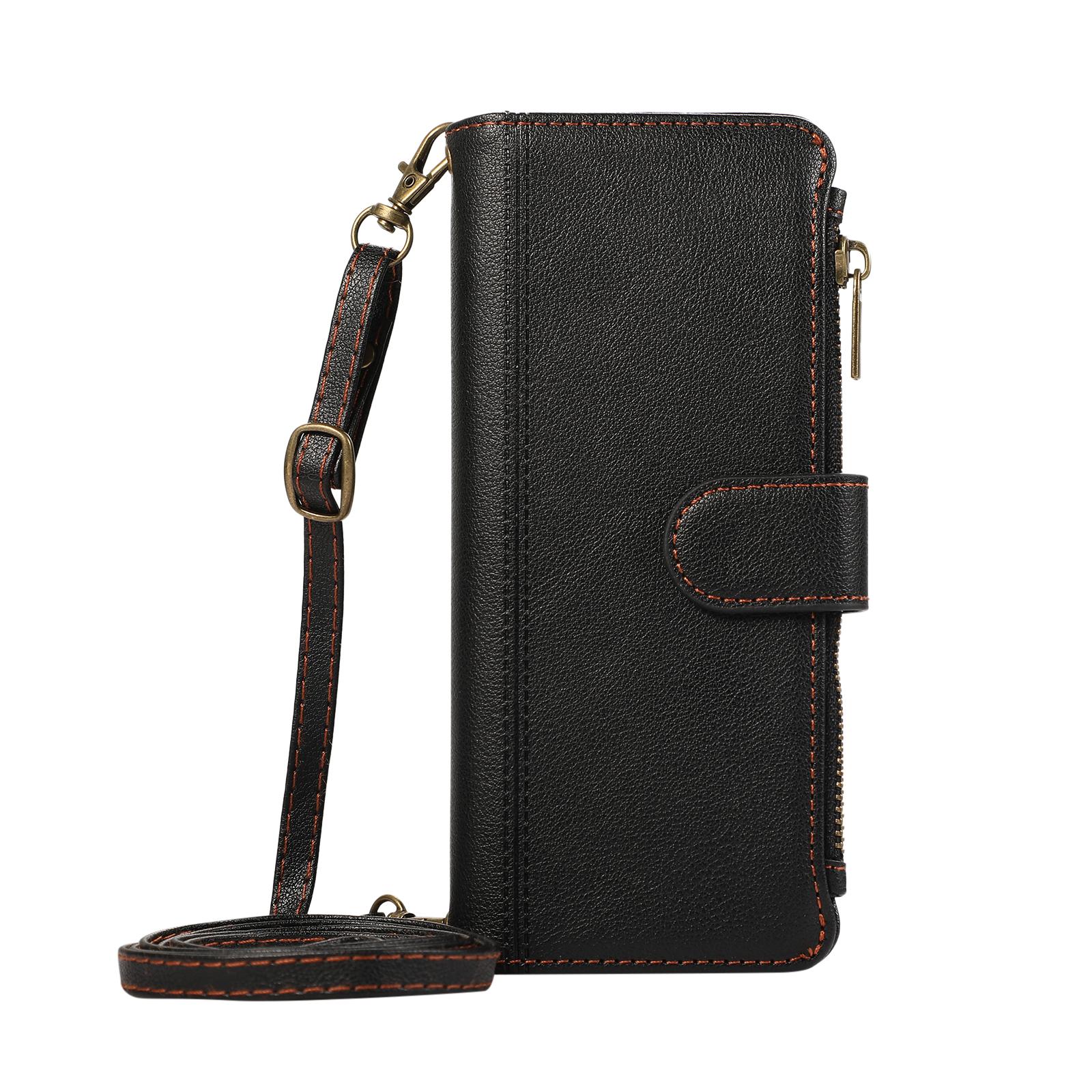 

Zipper Cards Bag Wallet Leather Case For Samsung Galaxy Z Fold 7 6 5 4 3 5G Fold7 Fold6 Fold5 Long Lanyard Crossbody Stand Cover Galaxy Z Fold5 чёрный