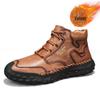 Men's Plus Size Velvet-Lined Martin Boots - Mid-Top Casual Outdoor Short Boots for Spring and Autumn