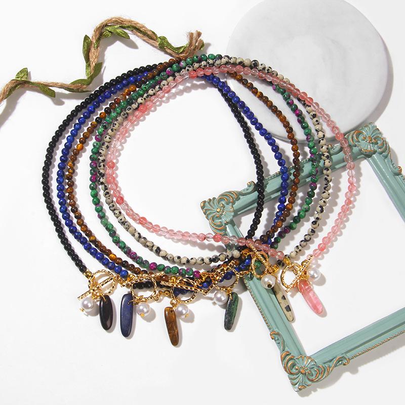 Bohemian Natural Stone Bead Choker Necklace Handmade Irregular Ladies Gemstones Beaded Jewelry Collar Party Friend Gift Femme