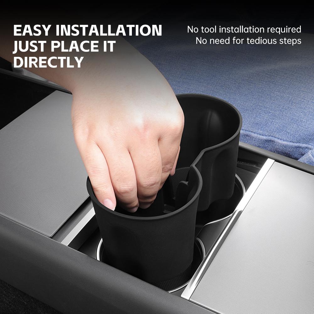 För Tesla Model Y Juniper 2025 2026 Bil Mittkonsol Dryckeshållare Silikon Bil Mugghållare Begränsare Bil Interiörtillbehör