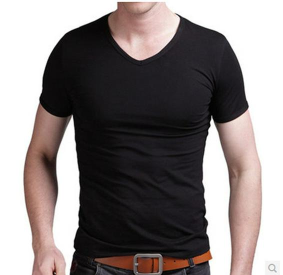 Men's Slim Fit V-Neck Modal T-Shirt - Short Sleeve, Solid Color, Spring/Summer Style