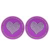 2pcs Car Coaster Diamond Heart Shape Water Cup Bottle Holder Anti-slip Pad Silica Gel Waterproof Mat Car Interior